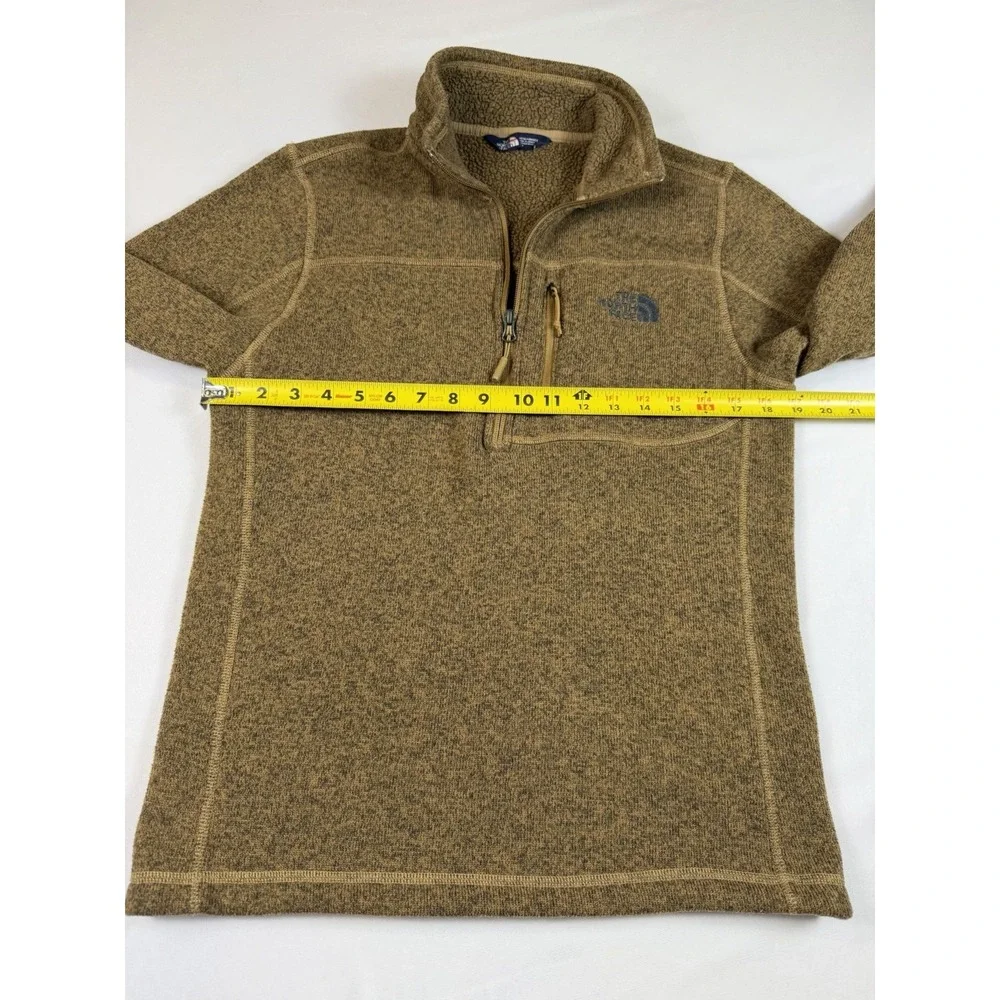 The North Face Gordons Lyons 1/4 Zip‎ Mens Small Brown Fleece Jacket Pullover